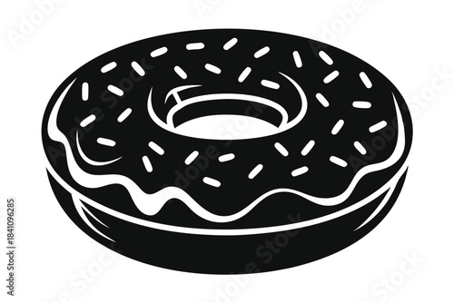 donut silhouette line art vector illustration with a white background