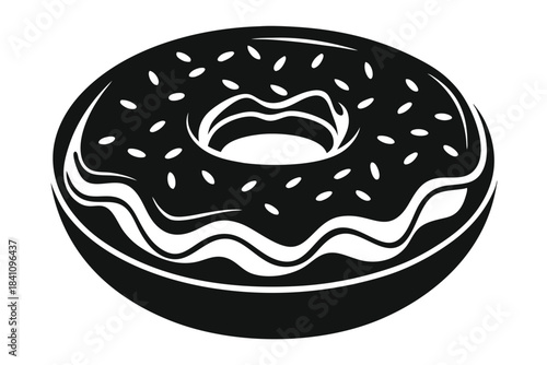 donut silhouette line art vector illustration with a white background