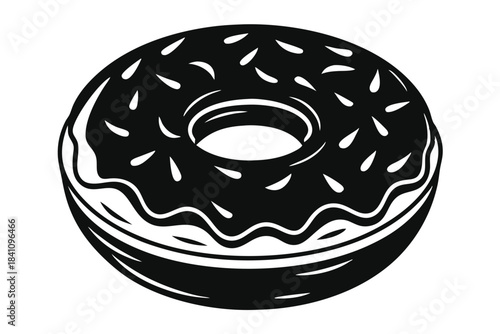donut silhouette line art vector illustration with a white background