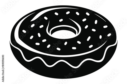 donut silhouette line art vector illustration with a white background