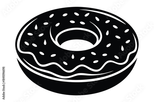 donut silhouette line art vector illustration with a white background