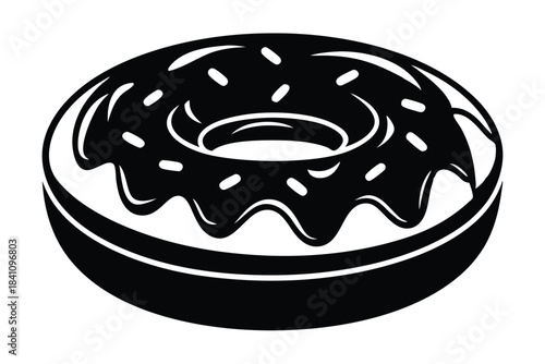 donut silhouette line art vector illustration with a white background