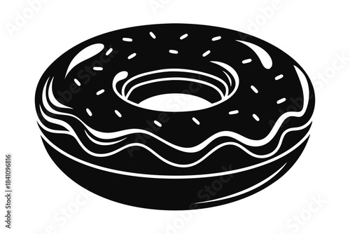 donut silhouette line art vector illustration with a white background