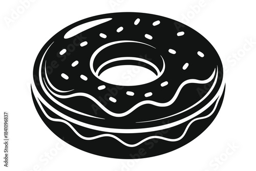 donut silhouette line art vector illustration with a white background