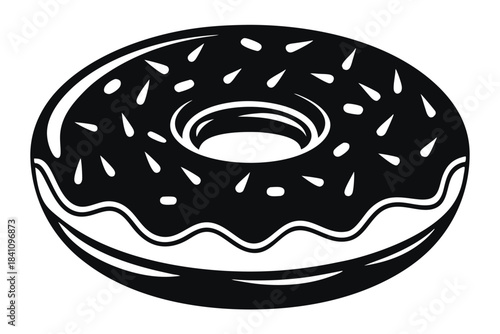 donut silhouette line art vector illustration with a white background