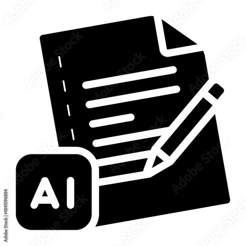 ai powered content writer glyph icon