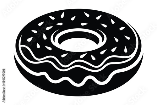 donut silhouette line art vector illustration with a white background