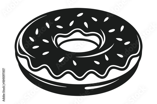 donut silhouette line art vector illustration with a white background