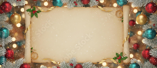Vintage Scroll with Festive Christmas Garland