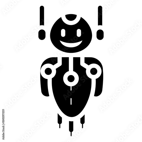 personal flying AI robot assistant glyph icon