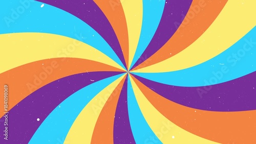Retro sunburst swirl colorful pattern vintage psychedelic background