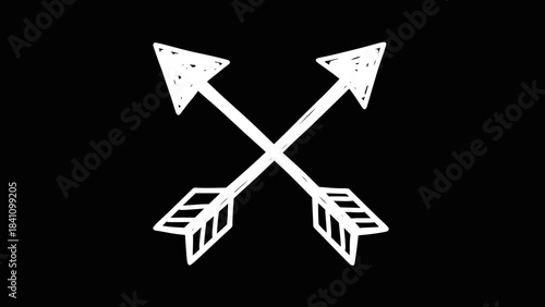 Two handdrawn white arrows crossed in an X shape against a black background