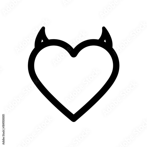 Minimalist devil heart rebellious love vector icon