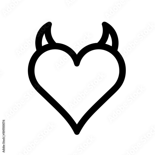 Minimalist devil heart rebellious love vector icon
