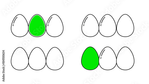 Colorful Easter Eggs in Rows, Bright Green Egg Highlighted, Lineup Graphic
