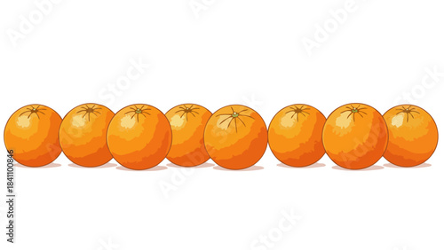 A Row of Ripe Oranges Lined Up Against a White Background