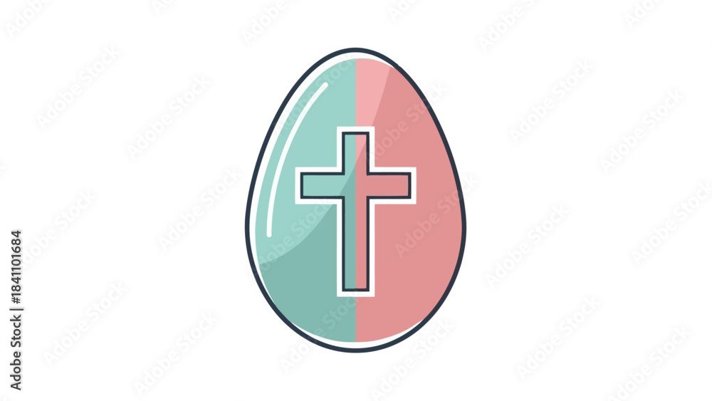 Fototapeta premium Easter Egg with Christian Cross Symbol, Religious Holiday Celebration Icon