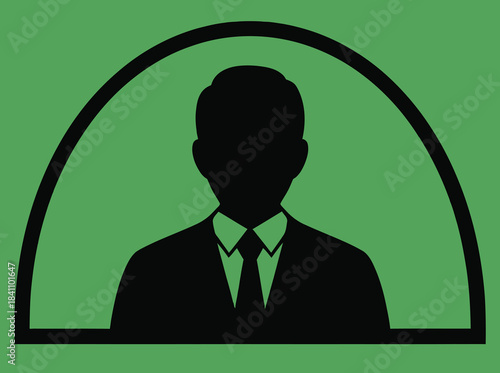 Silhouette of Businessman in Suit and Tie on Green