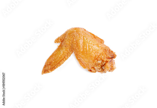 Grilled chicken wings on a white background.
