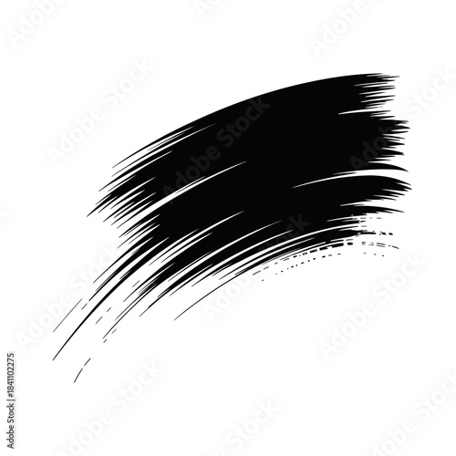 Dynamic Black Grunge Paint Brush Stroke Element on White