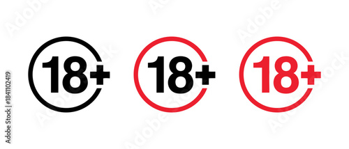 Age restriction 18 plus symbols eighteen