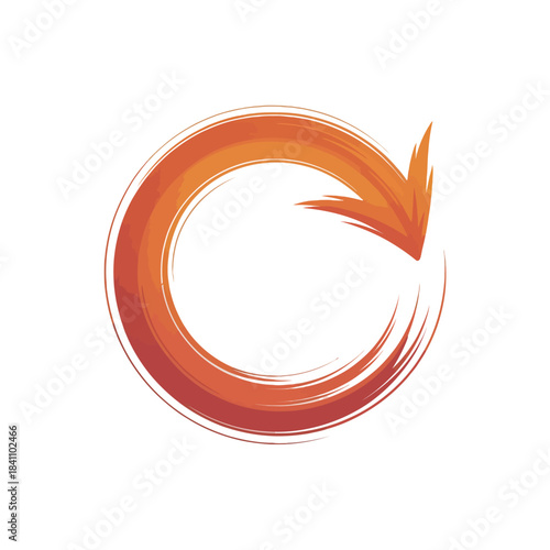 Dynamic Orange Brushstroke Circular Arrow for Reload or Refresh