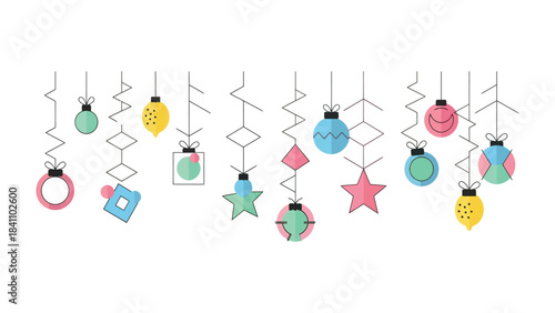 Festive Ornament Garland: A playful array of colorful ornaments, suspended in a charming display, evokes the warmth and anticipation of seasonal celebrations. 