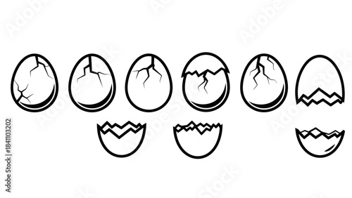 Cracked Egg Evolution Set: From Intact to Shattered Eggshell Progression
