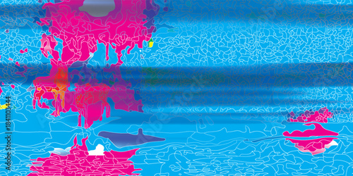 pink and blue paint abstract background texture with brush strokes