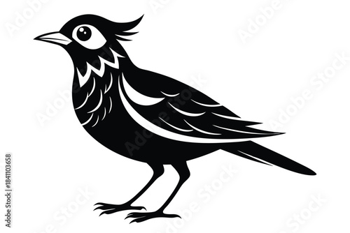 lark silhouette line art vector illustration with a white background