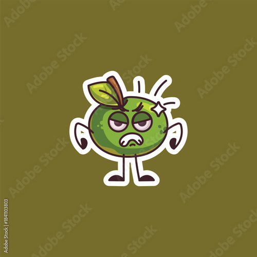 Angry Upset Green Apple Emoji Sticker