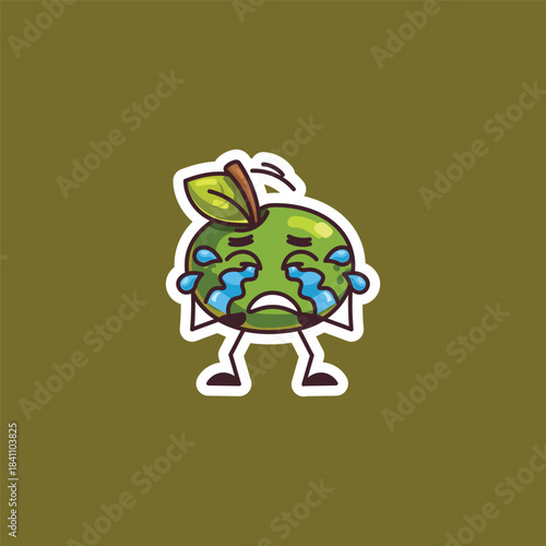 Crying Sad Green Apple Character Design