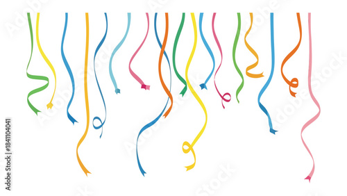 Colorful Streamers: A cascade of vibrant, multicolored streamers elegantly descend, creating a festive and celebratory atmosphere.