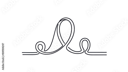Abstract continuous drawing of a rollercoaster loop and track, modern art