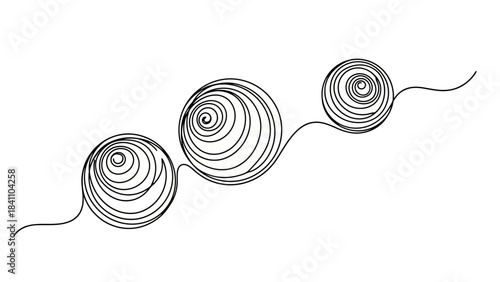 Continuous Art of Three Intertwined Spheres with Swirling Patterns