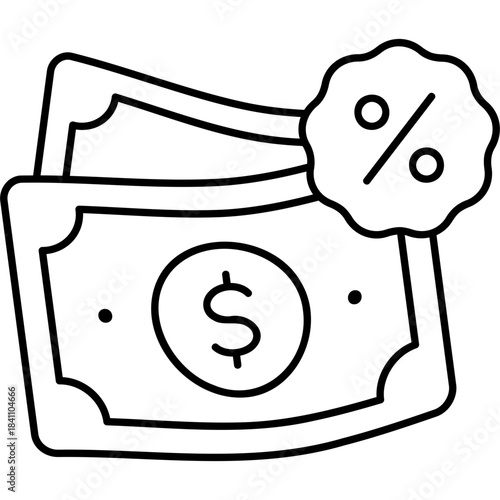 Line Art Cash Discount Icon