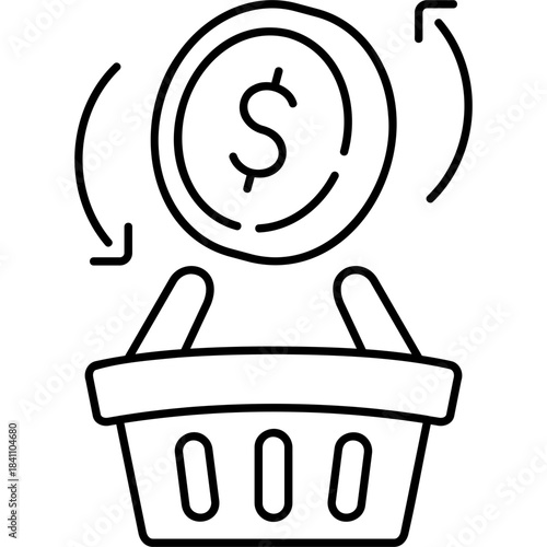 Line Art Shopping Cashback Icon