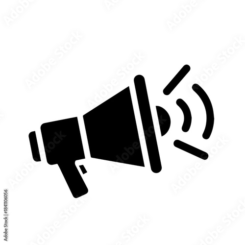 Black hand holding megaphone icon vector illustration sign design concept symbol business equipment set object 3d