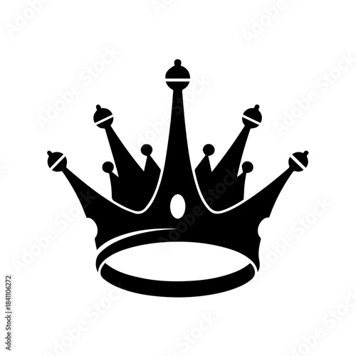 Royal Crown Emblem: An elegant, regal crown silhouette, signifying power, authority, and nobility, perfect for emblems and designs.