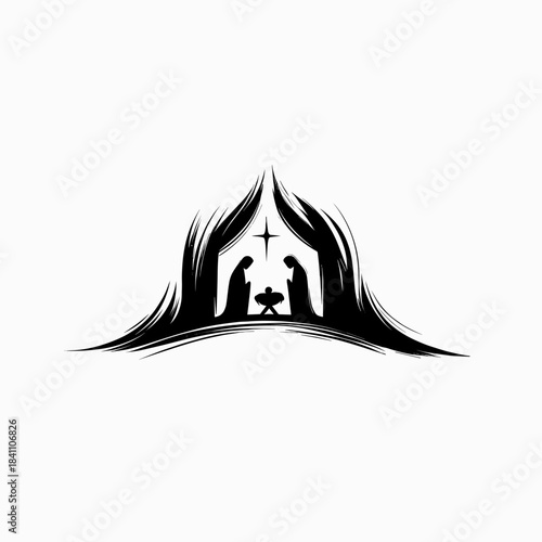 Silhouette of a Nativity scene