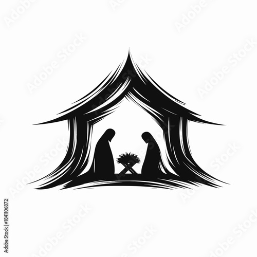 Silhouette of a Nativity scene