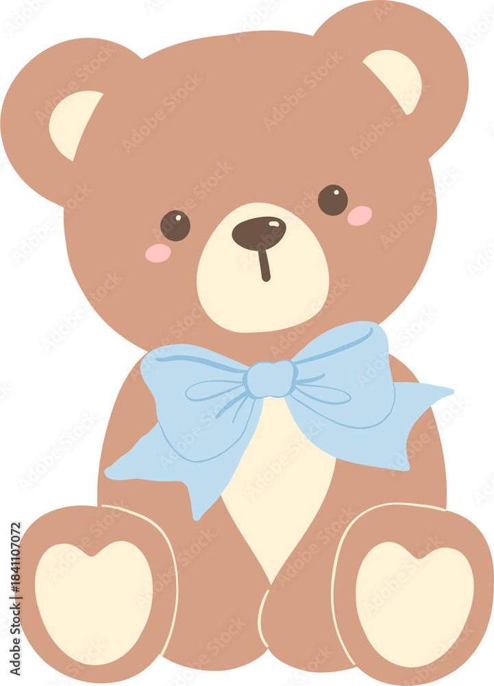 Obraz premium Cute Teddy Bear with Blue Bow