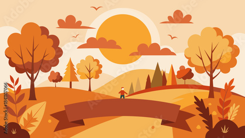 Autumn season banner with colorful falling leaves