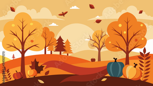 Autumn season banner with colorful falling leaves