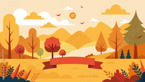 Autumn season banner with colorful falling leaves