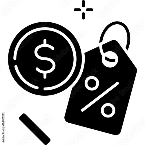 Glyph Solid Discount Cash Icon