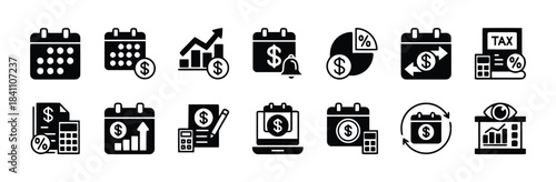 Black and white finance and tax calendar calculator