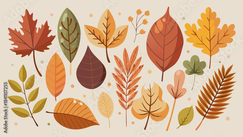 Autumn leaf collection in warm fall colors