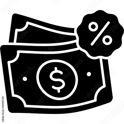 Glyph Solid Cash Discount Icon