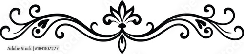 Black and white scroll divider flourish ornament